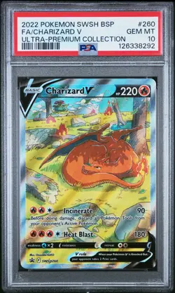 2022 POKEMON SWSH BLACK STAR PROMO #260 FULL ART/CHARIZARD V PSA 10 - Image 1