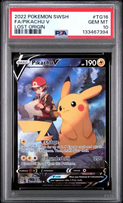 2022 POKEMON SWORD & SHIELD LOST ORIGIN #TG16 FULL ART/PIKACHU V PSA 10 - Image 1