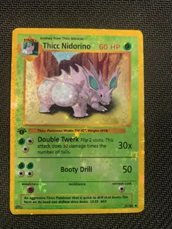 Thicc Nidorino (Alternative Custom Art ) Holografic Card - Image 1