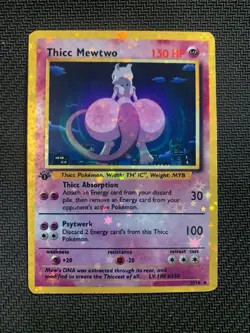 Thicc Mewtwo (Alternative Custom Art ) Holografic Card - Image 1