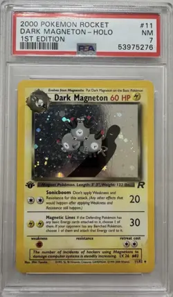 Pokemon Dark Magneton Team Rocket 11/82 Holo Rare 1st Ed PSA 7 2000 - Image 1
