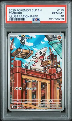 2025 POKEMON BLK EN-BLACK BOLT ILLUSTRATION RARE #125 TIMBURR PSA 10 - Image 1