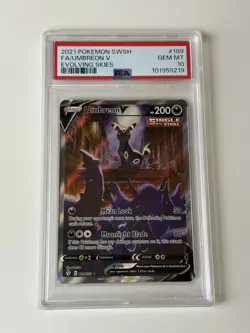 2021 POKEMON SWORD & SHIELD EVOLVING SKIES #189 FULL ART/UMBREON V PSA 10 - Image 1