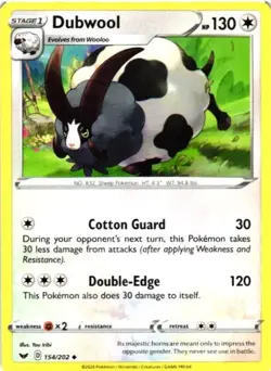 2020 POKEMON TCG SWORD & SHIELD DUBWOOL 154/202 COMMON CARD - Image 1