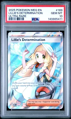 2025 Pokemon Mega Evolution #169 Lillie’s Determination PSA 10 GEM MINT - Image 1