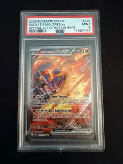 Pokemon 2025 Team Rocket's Moltres ex 229/182 SIR Destined Rivals GEM MT PSA 9 - Image 1
