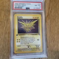 Pokemon Cards - PSA 8 1st Edition Zapdos 15/62 - Fossil Set Holo - NM-MT - PSA8 - Image 1