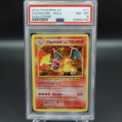 PSA 8 NM-MINT POKEMON CHARIZARD HOLO RARE EVOLUTIONS 2016 #11 CARD - #1 - Image 1