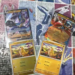Nintendo Pokemon TCG 4-Card Bundle Lucario V Mega Lucario EX Sandshrew x2 - Image 3