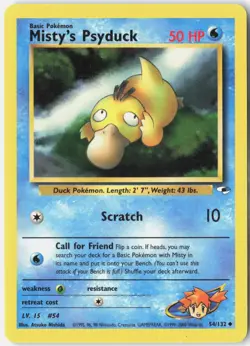 Misty's Psyduck 54/132 Uncommon Gym Heroes Pokemon Unlimited LP/MP - Image 1