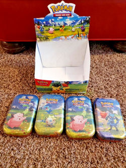 Pokemon TCG Ascended Hero’s Mini Tins Lot of 4 New Sealed Comes With Display - Image 1