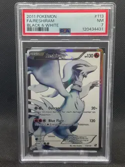 2011 PSA 7 NM POKEMON BLACK & WHITE #113 FULL ART RESHIRAM - Image 1