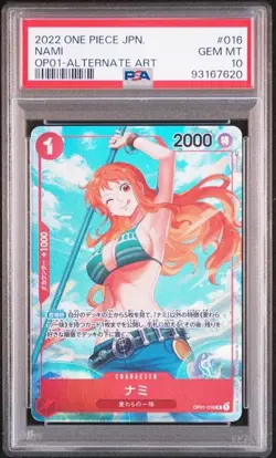 PSA 10 GEM MINT JAPANESE ONE PIECE 2022 NAMI OP01-016 ALT ART - Image 1