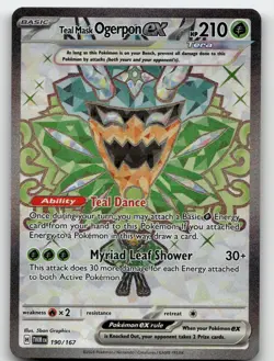 TEAL MASK OGERPON EX 190/167 ULTRA RARE TWILIGHT MASQUERADE POKEMON NEAR MINT - Image 2