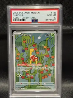 2025 Pokemon MEGA EVOLUTION English Shuckle PSA 10 Illustration Rare 136/132 - Image 1