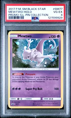 2017 POKEMON SM BLACK STAR PROMO SHINING LEGENDS PIN COLL MEWTWO-HOLO PSA 4 - Image 1