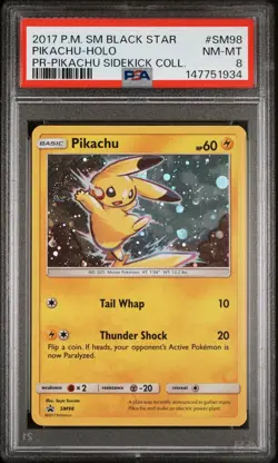 2017 POKEMON PIKACHU SM 98 BLACK STAR PROMO SIDEKICK COLLECTION PSA 8 NEAR MINT - Image 1