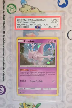 2017 POKEMON SM BLACK STAR PROMO SHINING LEGENDS PIN COLL MEWTWO-HOLO PSA 8 - Image 1
