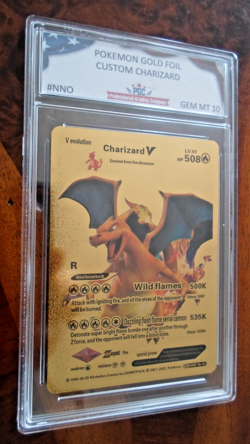 Charizard V HP508 Pokemon Gold Fan Art Card W/ Protective Sleeve Mint Condition - Image 2