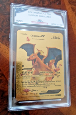 Charizard V HP508 Pokemon Gold Fan Art Card W/ Protective Sleeve Mint Condition - Image 4