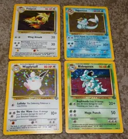 POKEMON JUNGLE HOLOGRAPHIC CARDS VAPOREON, NIDOQUEEN, PIDGEOT, WIGGLYTUFF 1999 - Image 1