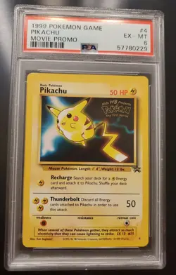 Pokemon TCG Pikachu Wizards Black Star Promos 4 Regular Promo EX-MT PSA 6 - Image 1