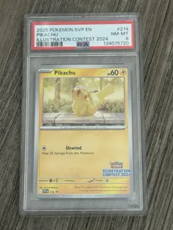 2025 POKEMON SVP EN-SV BLACK STAR PROMO ILLUSTRATION CONTEST 2024 PIKACHU PSA 8 - Image 1
