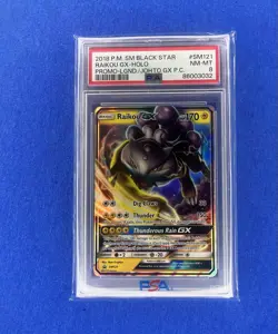 2018 Black Star Promo Legend Johto Pokemon TCG Raikou GX Holo #SM121 PSA 8 - Image 1