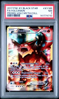 2017 POKEMON XY BLACK STAR PROMO #XY185 FULL ART/VOLCANION PSA 7 - Image 1