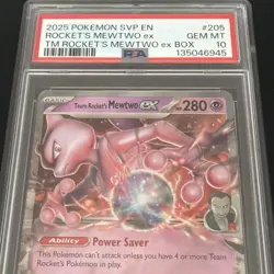 Pokemon Team Rocket's Mewtwo ex Bx. Promo SVP EN 205 PSA 10 Gem Mint - Image 3