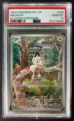 2025 Pokemon Phantasmal Flames Meowth #106/094 Illustration Rare PSA 10 - Image 1