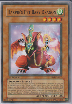 YUGIOH HARPIES PET BABY DRAGON SD8-EN017 COMMON 1ST ED NM - Image 1