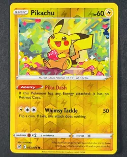 POKEMON Pikachu 052/196 Sword & Shield Lost Origin Reverse Holo Card - Image 1