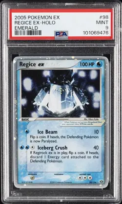 2005 POKEMON EX EMERALD #98 REGICE EX-HOLO PSA 9 - Image 1