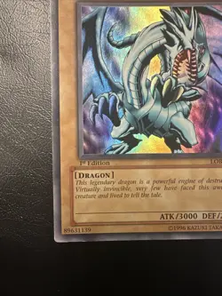 Blue-Eyes White Dragon LOB-001 1st Edition North American Yugioh Card - Image 4