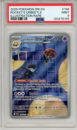 2025 POKEMON DESTINED RIVALS ENGLISH #198 ROCKET'S ORBEETLE MINT PSA 9 IR - Image 1