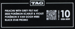 2023 SVP Pokemon X Van Gogh Promo #085 Pikachu With Grey Felt Hat TAG 10 (967) - Image 3