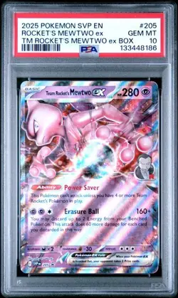 Pokemon Team Rocket's Mewtwo ex Bx. Promo SVP EN 205 PSA 10 Gem Mint - Image 1