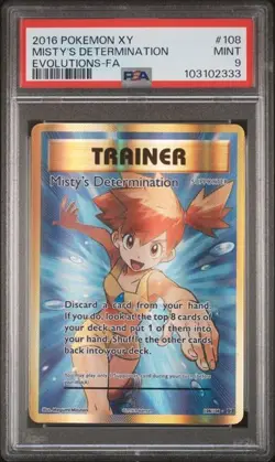 Misty's Determination Trainer FA 108/108 XY Evolutions 2016 Pokemon Card PSA 9 - Image 1