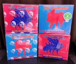 Pokemon TCG Sword & Shield Base Rare Print Elite Trainer Box Set 4x ETB Sealed - Image 1