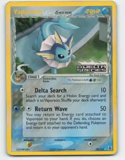 2005 Pokemon, Delta Species, #18/113 Vaporeon, Reverse Holo Rare - Image 1