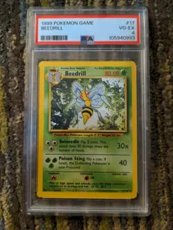 PSA 4 Beedrill 17/102 D.efending Error Misprint Pokemon Base Set - Image 1