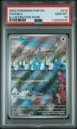 2023 Pokemon TCG Swablu 213/182 Paradox Rift Illustration Rare Holo PSA 10 - Image 1