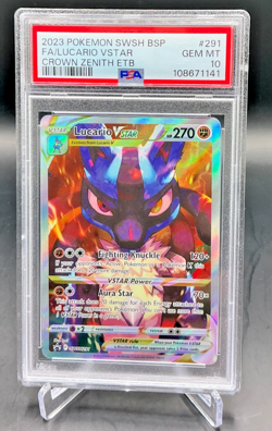 PSA 10 - 2023 Pokemon Crown Zenith ETB Black Star Promo LUCARIO VSTAR #291 1141 - Image 1