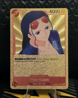 One Piece Nico Robin Gold Foil Fan Art Collector Card TCG - Image 1