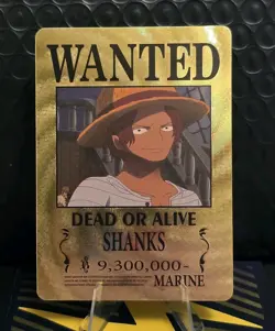 One Piece Shanks WANTED Gold Foil Fan Art Collector Card TCG - Image 1