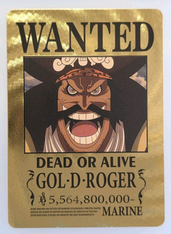 One Piece WANTED Gol.D.Roger Gold Foil Fan Art Collector Card TCG - Image 1