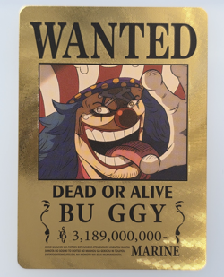 One Piece WANTED Buggy Gold Foil Fan Art Collector Card TCG CCG - Image 1