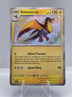 Kilowattrel 146/091 Shiny Rare Paldean Fates Pokemon NM - Image 1