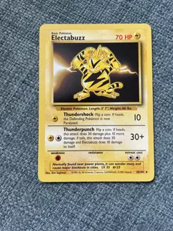 Pokemon TCG Electabuzz 20/102 Non-Holo Rare Card Unlimited Base Set Vintage - Image 1